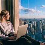 Caucasian,Woman,In,Trendy,Clothing,Looking,In,Window,On,Metropolitan