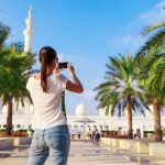Young,Tourist,Woman,Shooting,On,Mobile,Phone,Sheikh,Zayed,Great