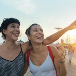 Beautiful,Young,Women,In,Coney,Island,At,Sunset
