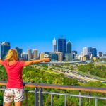 Carefree,Woman,Overlooking,Perth,Water,,A,Section,Of,Swan,River,