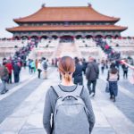 Enjoying,Vacation,In,China.,Traveling,Young,Woman,With,Rucksack,In