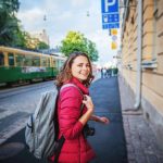 Beautiful,Happy,Young,Woman,Girl,Tourist,Hiker,Walks,The,Streets