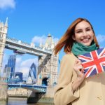 Happy,Woman,Travel,In,London,With,Tower,Bridge,,And,Smile