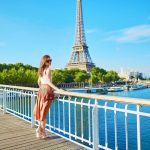 Beautiful,Young,Parisian,Woman,In,Long,Skirt,Near,The,Eiffel