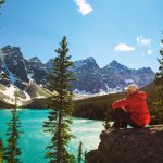 Hiker,Enjoying,The,View,Of,Moraine,Lake,In,Banff,National