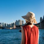Woman,Looking,On,Sydney,Harbour,With,Sydney,Harbour,Bridge,On